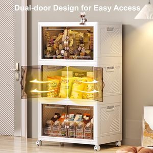 Collapsible PP White Clothing <b>Storage</b> Bins Lids Wheels <b>Folding</b> Stackable Eco-Friendly Modern Design 35L Capacity <b>Storage</b> <b>Box</b> - Product Image 2