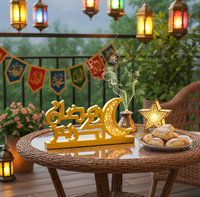 Décoration murale pour la maison pour l'Aïd al-Fitr, cadeau de festival, décoration LED en forme de lune avec calligraphie arabe, décoration de fenêtre pour le Ramadan