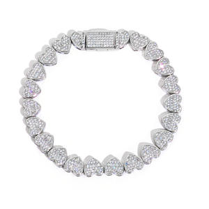 Hip Hop Fine Jewelry Chaîne de tennis 8mm Argent 925 Glacé VVS Moissanite Mixte Incrustation Baguette Coeur Bracelet - Product Image 6