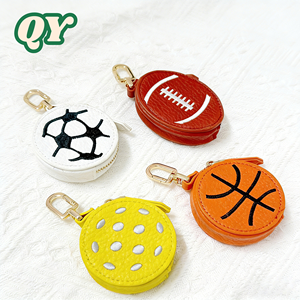 QY Sports Ball PU <b>Leather</b> Coin Purse <b>Keychain</b> Football Baseball Basketball Bag Charm Wallet Accessories - Product Image 2