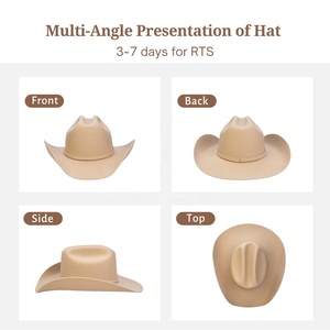 Huayihats RTS Sombrero de Vaquero Unisex de Fieltro 100% Lana Australiana con Corona de Vaquero y Ala Ancha - Estilo Occidental Negro/Marrón/Beige - Product Image 4