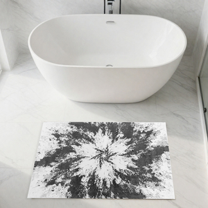Alfombra de Baño Tejida con Hilo Teñido Jacquard Axel de 70x120 cm - Alfombra de Baño de Algodón Turco Absorbente de Primera Calidad en Color Crudo, Gris Oscuro y Plateado - Product Image 1