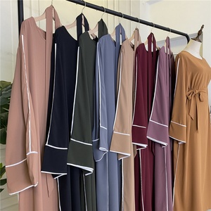 6472# Nida Abaya Solid Color White Border Detail Pray Islamic Women Abaya Muslim Dresses - Product Image 2