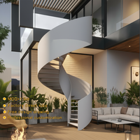 Escalier en spirale moderne en acier pour extérieur avec panneau de protection pleine hauteur pour villa, patio et terrasse