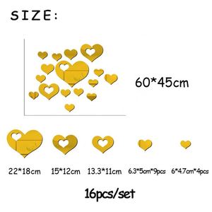 Hot Selling Eco-Friendly Heart-shaped Acrylic Mirror <b>Wall</b> <b>Sticker</b> Laser-Cut 60x45cm Reflective Love <b>Wall</b> Art Decal for Bedroom - Product Image 6