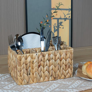 Panier de rangement rectangulaire Bobai en jacinthe d'eau tressée, fait main, compartimenté, pour couverts, type sur pied 0922 - Product Image 2