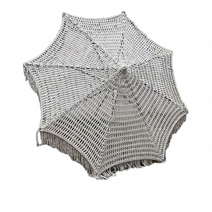 Sombrilla de Playa de Macramé de Cuerda de Algodón Tejida a Mano, Diseño Contemporáneo Personalizado, con Borlas Hechas a Mano, Plegable, Ecológica, para Exteriores - Product Image 3