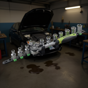 FASANO <b>Socket</b> Wrench Set 12pc Metric Chrome Vanadium Steel With <b>Ratchet</b> Handle For Auto Repair - Product Image 3