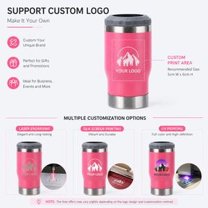 Refroidisseur de canettes de bière en acier inoxydable à double paroi, 4 en 1, 14 oz, avec logo personnalisé, revêtement en poudre, ouvre-bouteille - Product Image 4