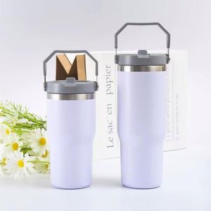 Double Wall Travel Beverage Tumbler with Side Handle, 30oz Stainless Steel <b>Insulated</b> <b>Cup</b> for Car and Office - Product Image 3