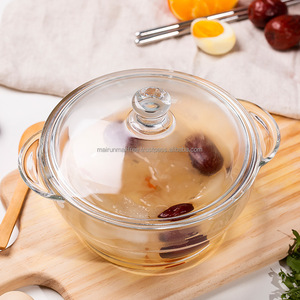 Stock 2.5L Cazuela de vidrio transparente Olla de cocina con dos orejas Horno seguro con cubierta de olla Accesorios de cocina de estilo americano - Product Image 4