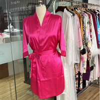 Bata de Satén de Seda de Lujo al Por Mayor para Novia y Damas de Honor en Tallas Grandes, Vestido Kimono para la Mañana de la Boda y Fiesta Nupcial