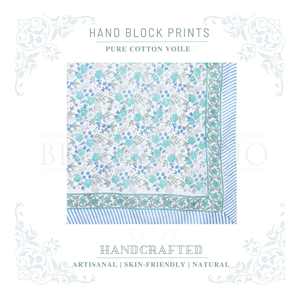 Pareo de Algodón con Estampado a Mano en Azul y Turquesa para Mujer, Ligero, para Usar como Cubrebañador, Ropa de Playa y Resort para el Verano - Product Image 4