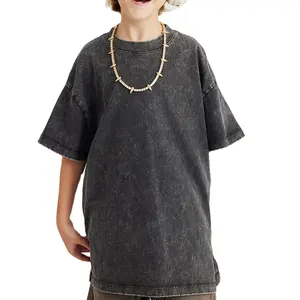 New Design Summer Short Sleeve Washed 100% Cotton Vintage Toddler Boys T Shirt For Kids