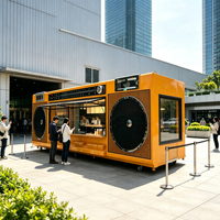 Camionnette alimentaire rétro créative style boombox, kiosque mobile radio cassette vintage en acier inoxydable