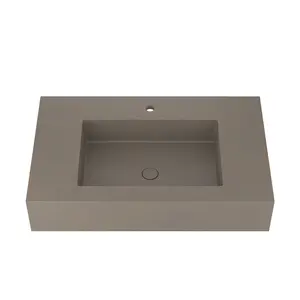 North America Custom Taupe Clay Rectangular Vanity Counter Sink Concrete Upscale Vanity Basin Design Bathroom Concrete Basin