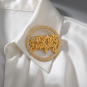 Broche de Moda al por Mayor con Pedrería '<span class=keywords><strong>Es</strong></span> Mi Cumpleaños', Pin Circular de Cristal para Fiesta de Cumpleaños, Regalo de Joyería para Mujeres y Niñas - Product Image 2