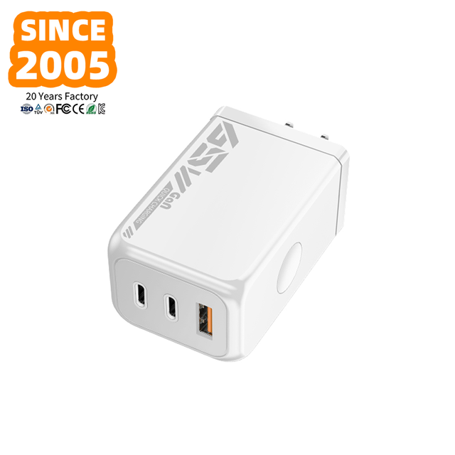 Wholesale 65W GaN Wall Charger 3-Port USB C PD QC3.0 Fast Charging Stand for Phones Laptops Tablets US-EU Plug Adapter