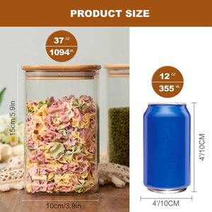 Modern Design Wide Glass Food Storage Container with Wooden Lid and Spoon 250ml Capacity Party Wholesale <b>Set</b> for Kitchen Use - Product Image 3