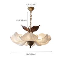 Lustre rustique en forme de pétales de fleurs, verre blanc, luminaire suspendu floral, bronze, style farmhouse, art déco, luminaire de salle à manger, télécommande