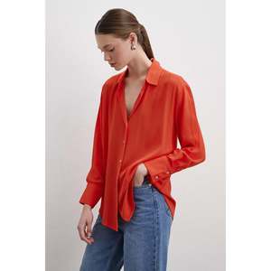 Camisa de Viscosa Naranja para Mujer, con Botones, Estilo Casual para el Día a Día, Blusa de Chifón - Product Image 2