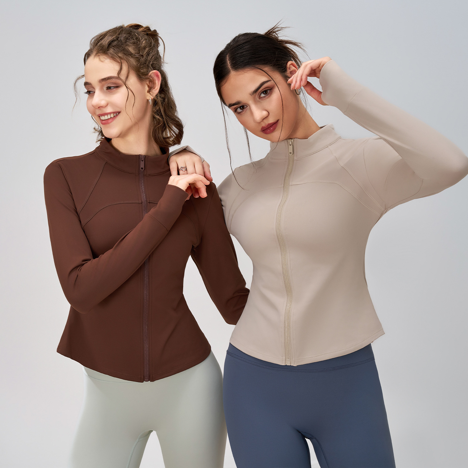 New Yoga Wear Gym Workout Tops Women's Slim Stand Collar Running Fitness Zip up Yoga Jacket