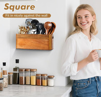 Porte-ustensiles de cuisine en bois d'acacia multi-usages de grande taille, nouveau design, pour comptoir ou plan de travail
