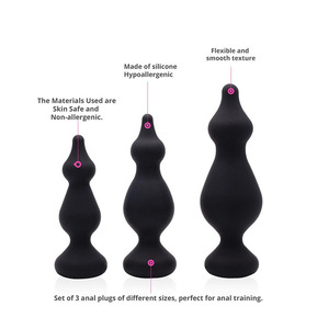 Set de 3 Tapones Anales de Silicona para Principiantes, Juguetes Sexuales de Silicona Suave para Mujeres <span class=keywords><strong>y</strong></span> Hombres - Product Image 2