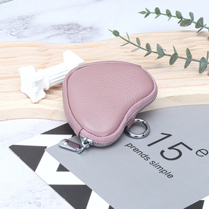 Genuine Leather Coin <b>Purse</b> for Women New Heart Design Coin and Lipstick Earphone Storage Bags With Key Ring - Product Image 6