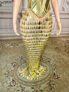 Novance Y4224 Hot-selling Dourado Brilhante Superfície Fantasia Jantar Vestidos Espelho-como Sequin Sereia Luxo <span class=keywords><strong>Prom</strong></span> Birthday Dress - Product Image 5