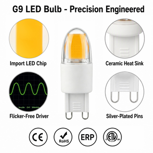 หลอดไฟ LED G9 2.5W Epistar COB ซิลิโคนหรี่แสงได้ 250-280LM AC 120V AC 230V CE ETL RoHS 15000H รับประกัน 2 ปี สำหรับโรงแรม - Product Image 3