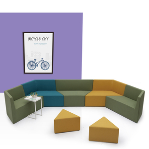 European modern luxury fabric sectional modular custom hotel lobby hall lounge sofa set - Product Image 3