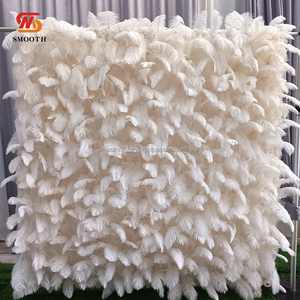 Décoration de mariage lisse plume artificielle fleur toile de fond murale 3d décoration murale Arrangement floral pièce maîtresse de scène - Product Image 1