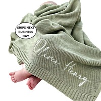 Couverture Bébé Personnalisable Broderie Motifs Explosifs en Coton Tricoté pour Canapé et Sieste 80x100cm 300-499g Toutes Saisons Qualité Supérieure Unie