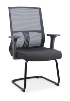 Chaise de bureau moderne entièrement en maille, pivotante, pour visiteurs, conférences et réunions, avec dossier mi-haut, base en aluminium et réglage manuel