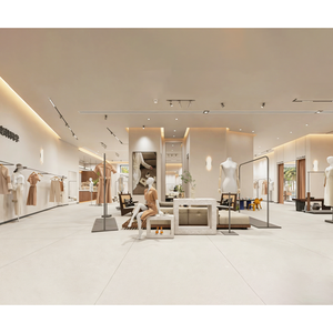 מתלה תצוגה לחנות בגדים, מעמד מתכת לבגדים, מדפי בגדים, נירוסטה יוקרתית בצבע כסף, מתלה בגדים תלוי לבוטיק - Product Image 4