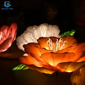 GTCC13 Outdoor Water Lantern Design Led Festival Lotus Flower Lantern Group For Park