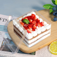 Boîte à dessert Tiramisu transparente populaire en gros, emballage en plastique PS pour gâteau Tiramisu, conteneur personnalisé pour pâtisserie, biscuits et gourmandises