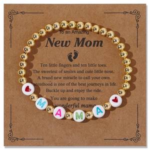 Bracelet perlé personnalisé créatif avec lettres MAMA, cadeau d'anniversaire pour maman, élégant et polyvalent, perles de verre, transfrontalier - Product Image 6