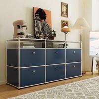 Buffet USM d'occasion en acier inoxydable, armoire modulaire domestique, meuble TV combiné, rangement compact et