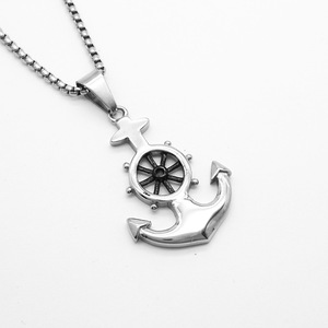 Collana da Uomo in Acciaio al Titanio Stile Nautico Retrò con Ciondolo Ancora, Moda Europea e Americana, Punk Hip-hop - Product Image 1
