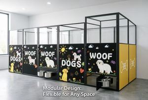 Gabbia per animali personalizzabile a 6 porte, espositore in acciaio inossidabile antiruggine per cliniche veterinarie e negozi di animali - Product Image 4