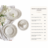 Service de table de luxe vintage en porcelaine française, motif floral en dentelle en relief, compatible micro-ondes, assiettes ovales, plateaux, bols, pour mariage et maison