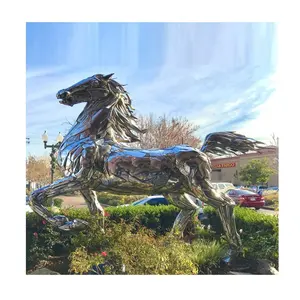 Life Size Running Silver Horse Statue For Sale