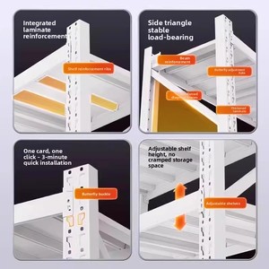 Sistema de Estanterías Industriales Ajustables sin Pernos para Paletas, 4 Niveles, Estantes de Almacenamiento de Metal y Acero Ecológicos - Product Image 5