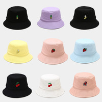 Trendy unisex casual fiets- en cartoon-embroidery velours bucket hat met bloemen, paars, badstof, dagelijks gebruik, geschikt voor vissen, vier seizoenen