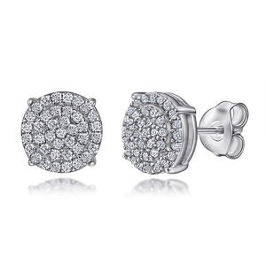 Pendientes de Diamantes de Oro Blanco, Corte Brillante Redondo, Color G, Diamantes Naturales, Estilo Clásico, Joyería de Plata para Uso Diario de Mujer - Product Image 1