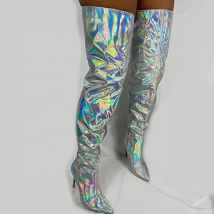 Women's Large Size 46 Metallic Long Boots Colors Sizes Custom Over Knee High Woman Thigh High Booties Hot Sale <b>Shoes</b> - Product Image 3