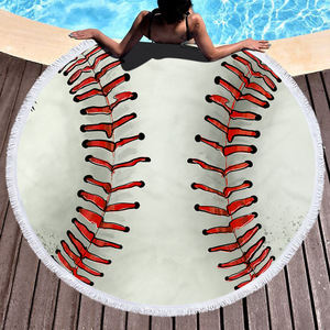 Toalla de baño de playa de béisbol de softbol redonda creativa 2025, toalla de viaje multifuncional para piscina - Product Image 4