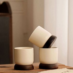 แก้วกาแฟพอร์ซเลนสไตล์ญี่ปุ่นย้อนยุคขนาด 150 มล. พร้อมฐานไม้ สำหรับใช้ในบ้าน โรงแรม ร้านอาหาร ใช้ได้ทุกวัน - Product Image 4